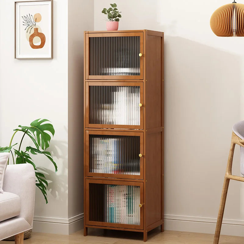 Librería con puerta, estante de almacenamiento de múltiples capas, armario de almacenamiento de costura, vitrina de sala de estar, estantería