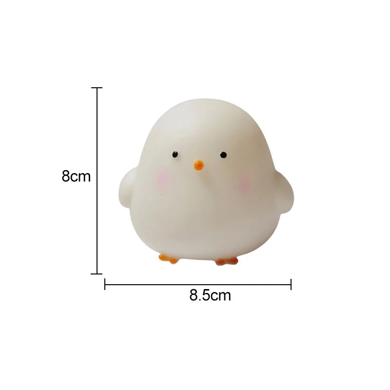 Luz de noche de silicona LED para mesita de noche, ABS, pequeña lámpara de escritorio con forma de pollo, bonita para habitaciones infantiles, dormitorios, con pila de botón, lámparas de noche decorativas