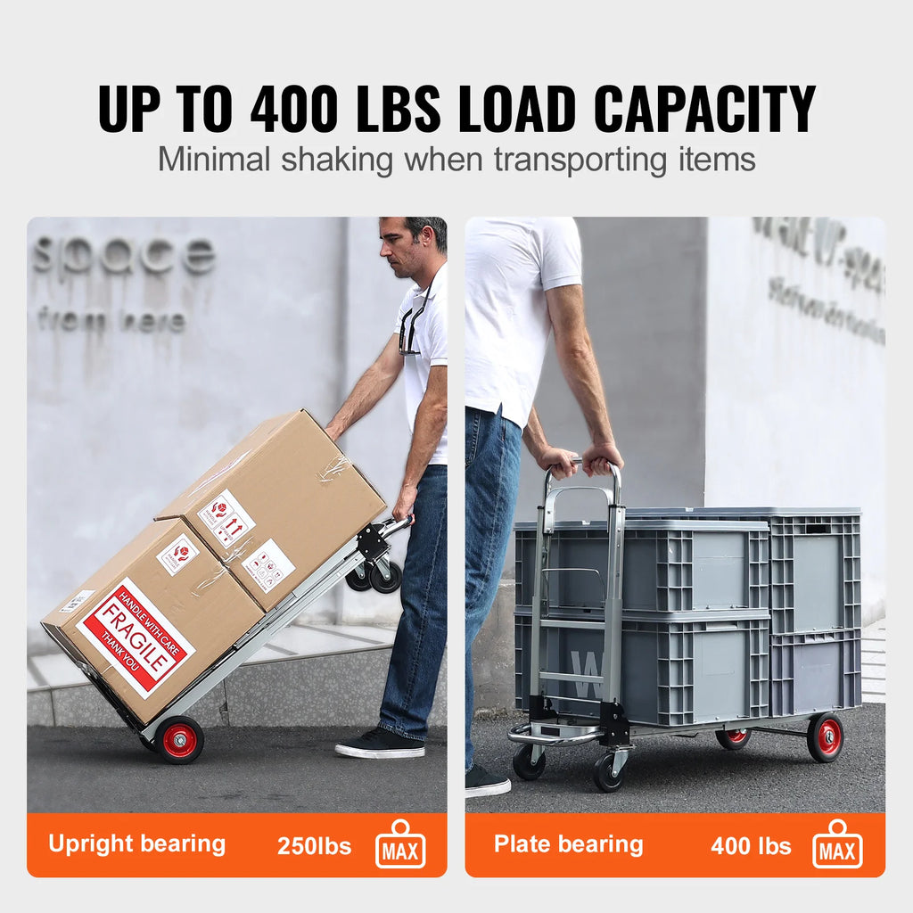 Folding Moving Cart with Wheels, Portable Lightweight Hand Truck Dolly for Warehouse, Transport & Home
