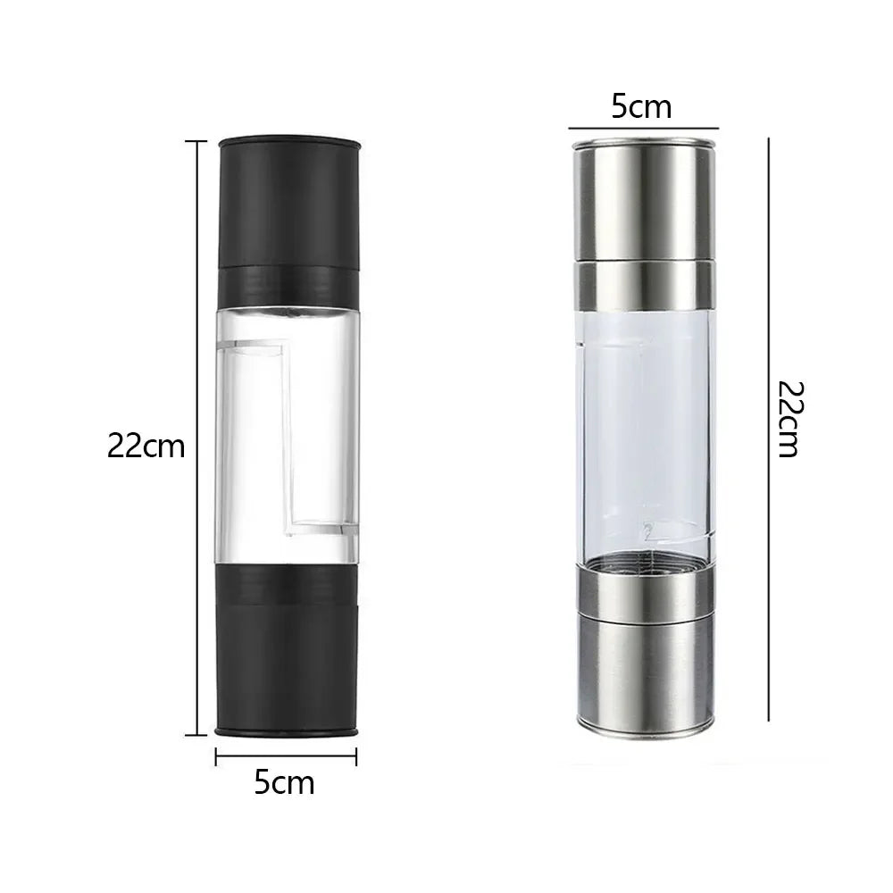 Molinillo manual de sal y pimienta de acero inoxidable, molinillo de especias de cerámica ajustable, herramienta de cocina, 2 en 1