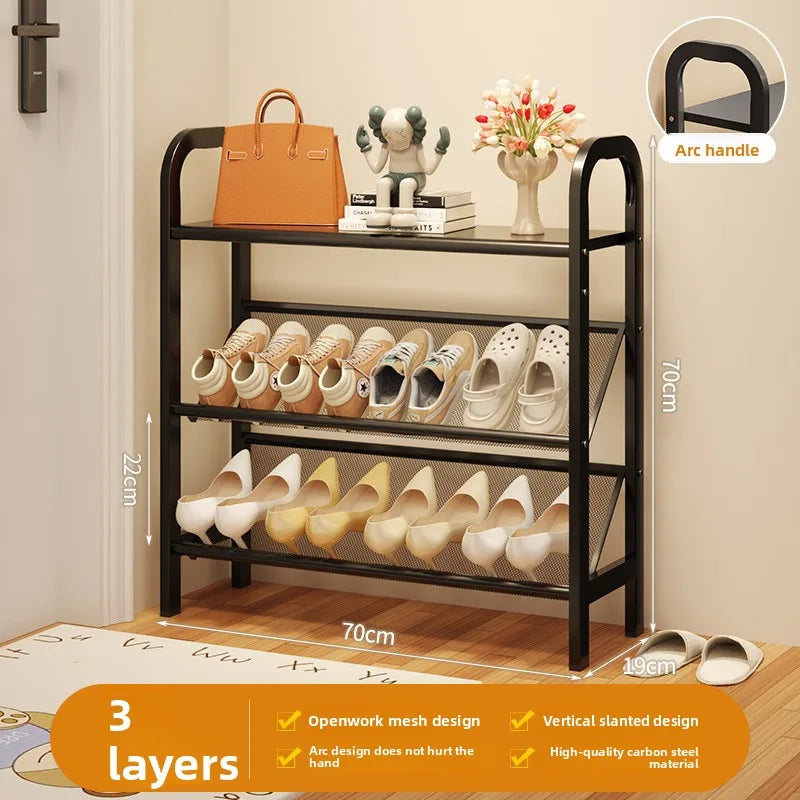 Zapatero de acero para puerta, doméstico, sencillo, ahorro de espacio, metálico, multi-capa, armario estrecho para zapatos