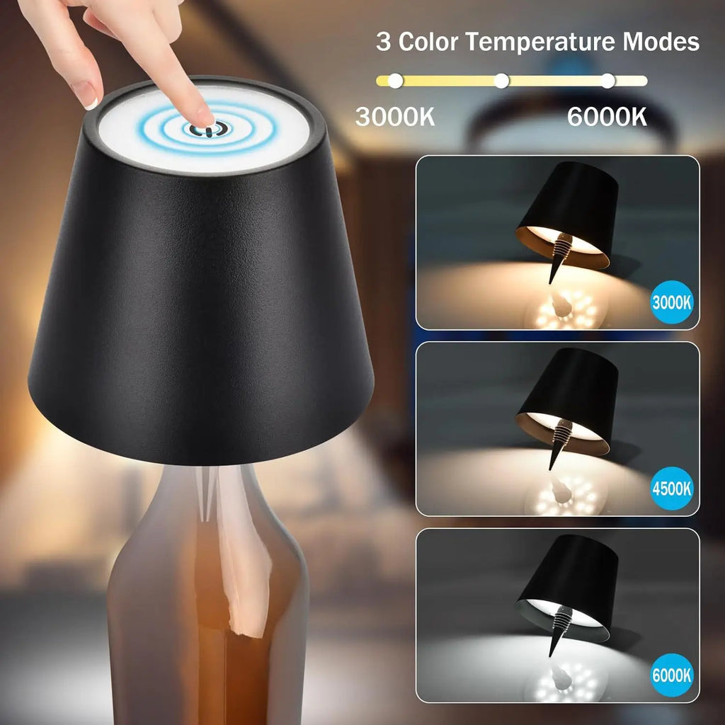 Lámpara de mesa inalámbrica para botellas de vino, luz LED para botellas para uso en exteriores, control táctil, ideal para restaurantes, bares, fiestas y festivales
