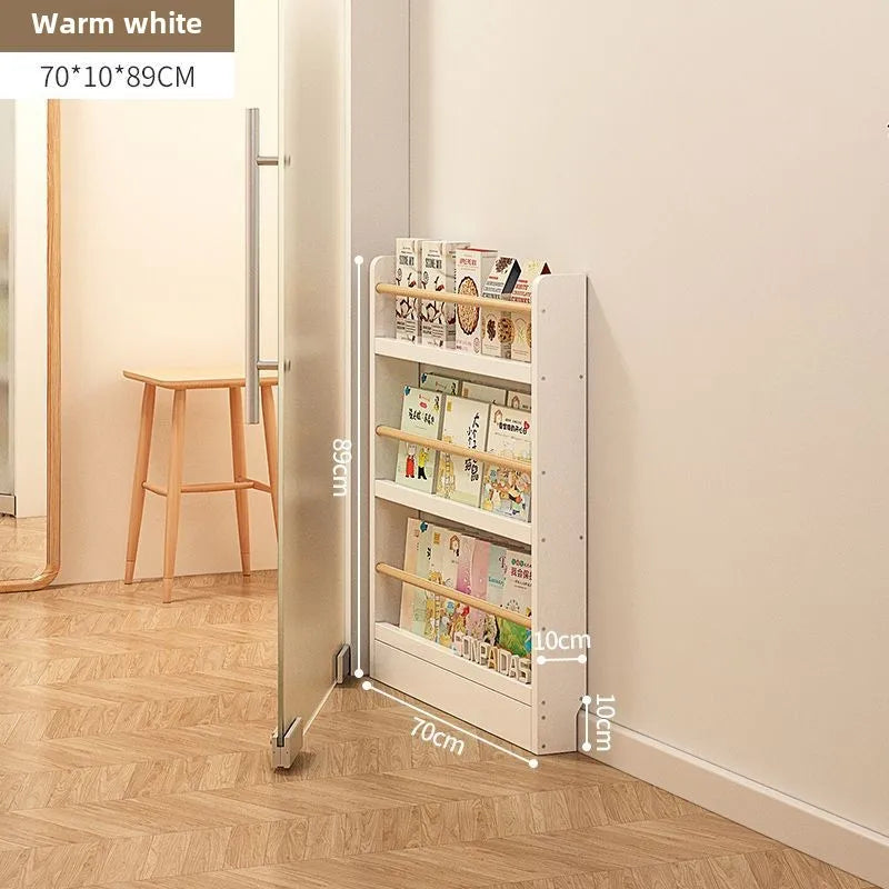 Estantería de madera maciza, estante de almacenamiento de varias capas de pie montado en la pared, estantería para el hogar, estantería delgada detrás de la puerta
