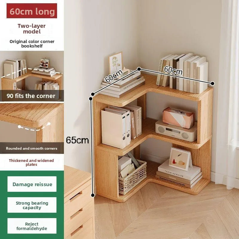 Estantería esquinera de madera maciza Estante de pie Mueble esquinero multicapa Almacenamiento organizador