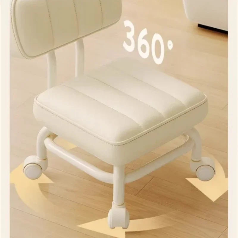 Taburete Pequeño Respaldo Rueda Universal Taburete Blando Sofá Infantil Mesa de Centro Silla Pequeña Polea Taburete Bajo Taburete Portátil