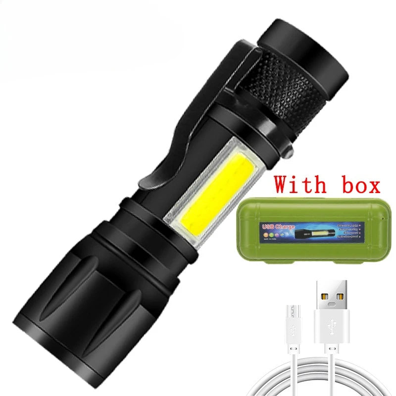 Linterna LED Recargable con Zoom y Pantalla LCD 3 Modos Impermeable Linterna de Mano de Alta Potencia para Camping al Aire Libre