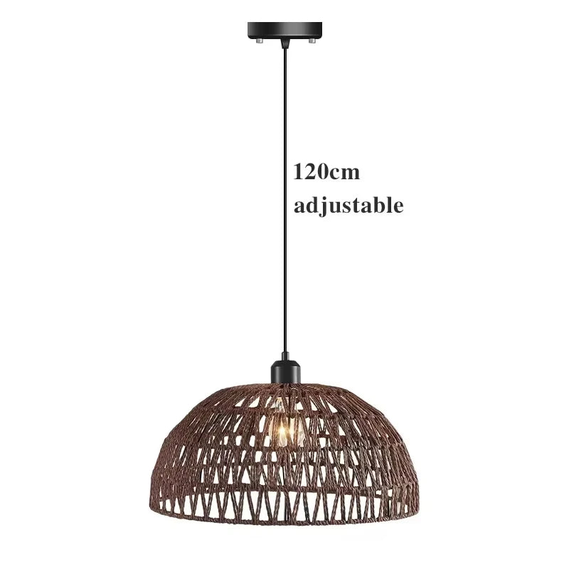 Lámpara de araña de ratán Pantalla de lámpara colgante de mimbre tejido natural para decoración de hogar y restaurante Lámpara de mimbre de bambú tejida a mano