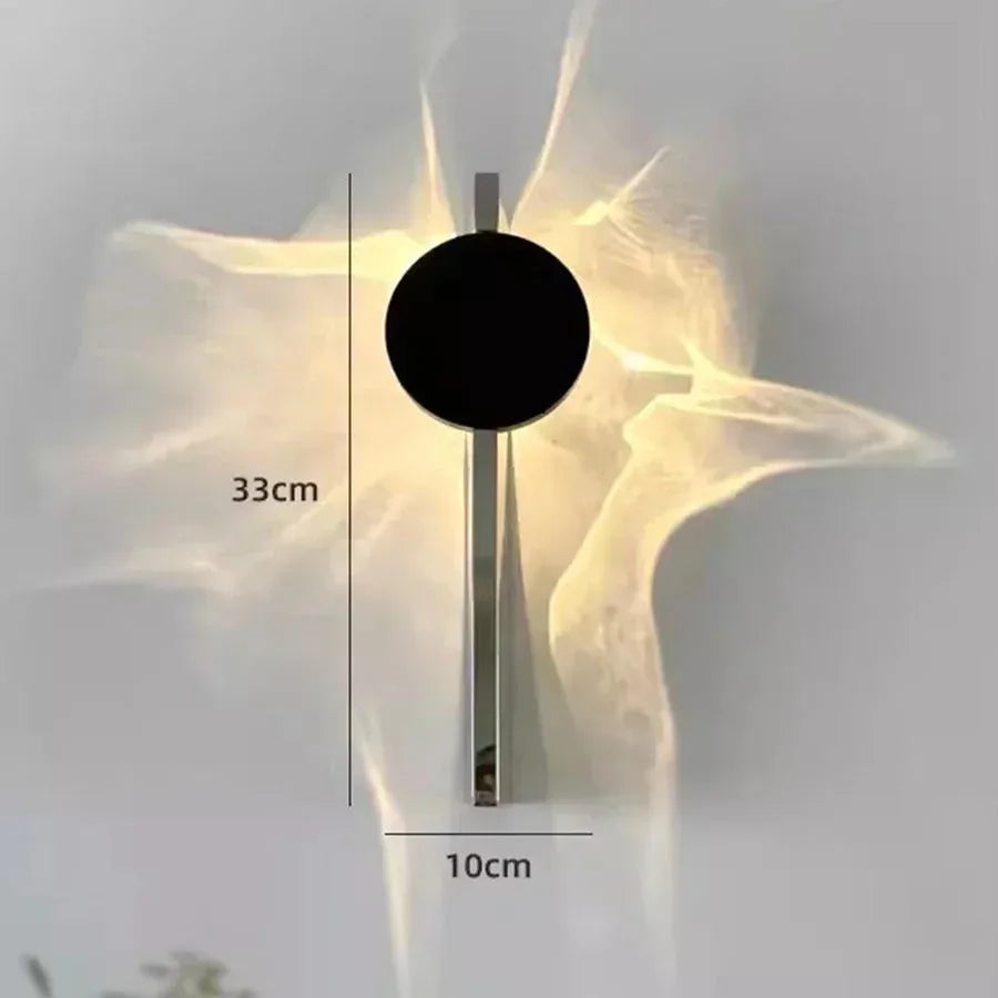 Aplique de pared LED corrugado creativo, giratorio, de arte de sombras de acero inoxidable, para dormitorio, mesita de noche, sala, escaleras, pasillo, luz de ambiente