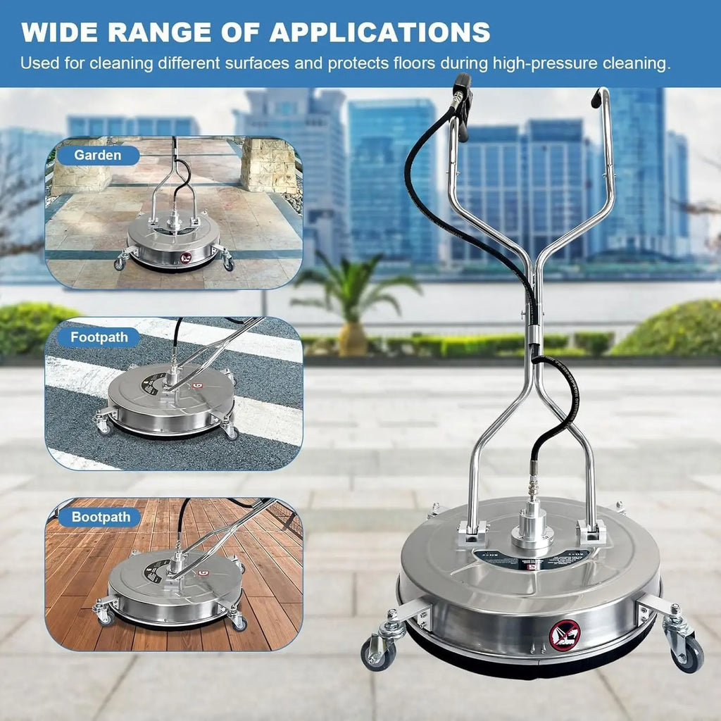 Limpiador de Superficies para Lavadora a Presión de 20 pulgadas y 4600 PSI con 4 ruedas y doble asa para limpiar calzadas, aceras, terrazas y patios