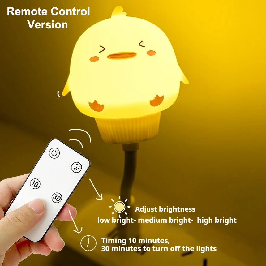 USB Luz de noche LED con control de voz, linda lámpara de noche de dibujos animados de oso, gatito con control remoto para decoración de dormitorio de bebé, lámpara de mesita de noche