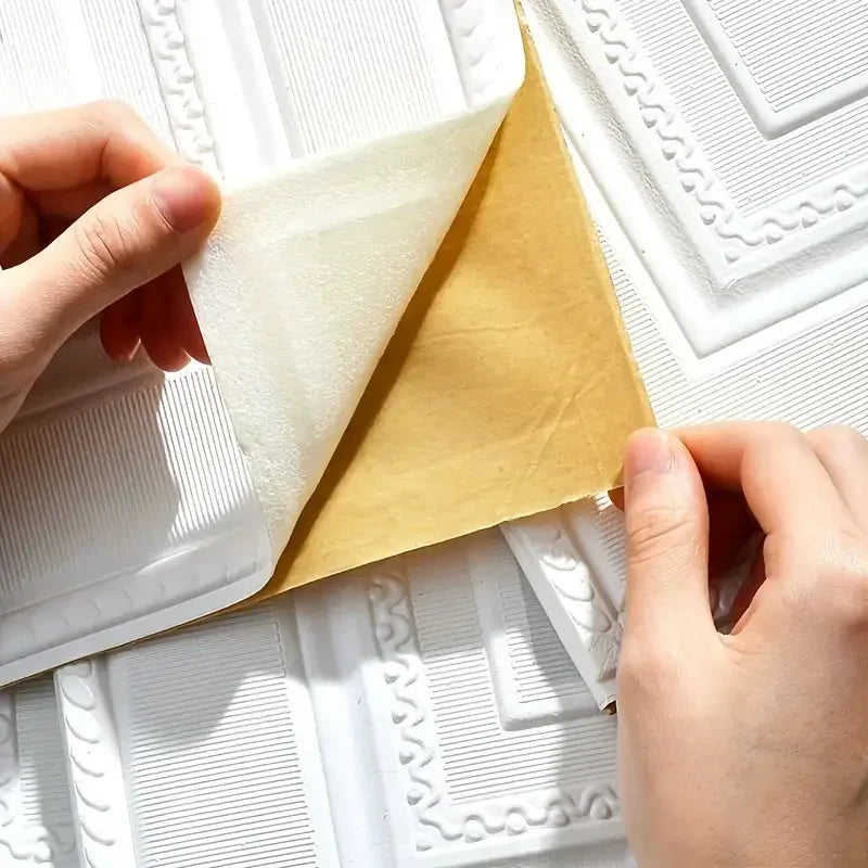 70cm*70cm Decoración de Habitaciones 3D Decoración Cálida Pegatinas de Pared Autoadhesivas Papel Tapiz de Espuma Impermeable Anticolisión Fondo de Techo
