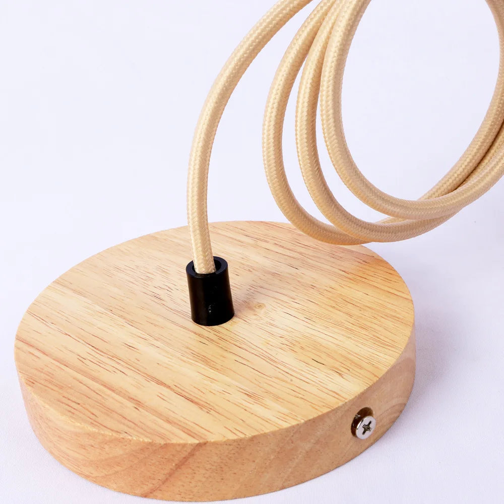 Lámpara Colgante de Madera Base E27 Luces Colgantes de Madera para Dormitorio Hogar Sala de Estar Decoración Color Natural Lámpara Colgante