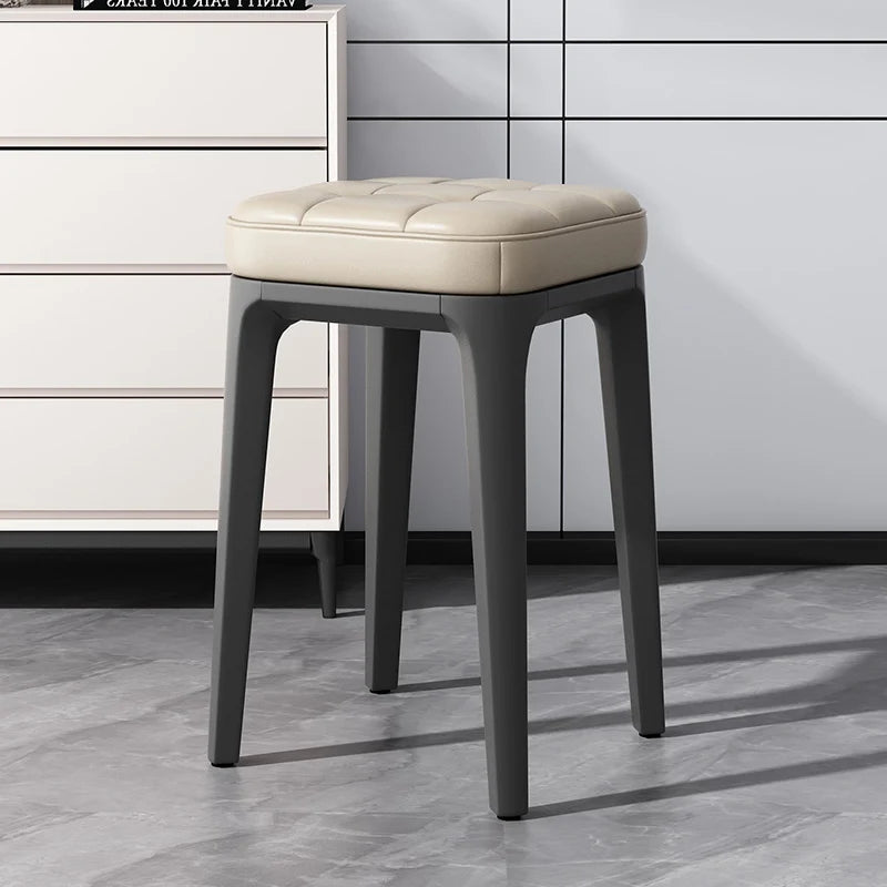 Taburetes apilables, taburete cuadrado de piel sintética de cuatro patas anidable con taburetes acolchados, taburete apilable de plástico, portátil para desayuno