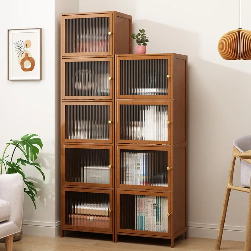 Librería con puerta, estante de almacenamiento de múltiples capas, armario de almacenamiento de costura, vitrina de sala de estar, estantería