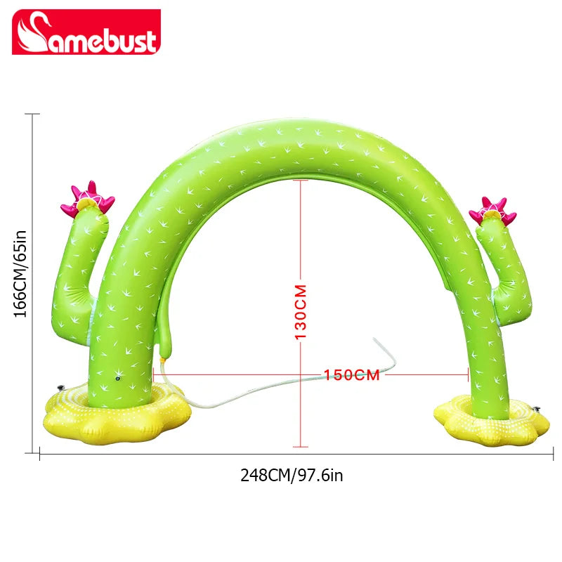 Camebust Spray Mat Piscina Ola Colchoneta de Agua para Niños Aspersor de Césped al Aire Libre Jardín Colchoneta de Agua Cactus Inflable Juguete de Juego para Piscina