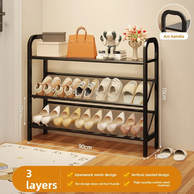 Zapatero de acero para puerta, doméstico, sencillo, ahorro de espacio, metálico, multi-capa, armario estrecho para zapatos