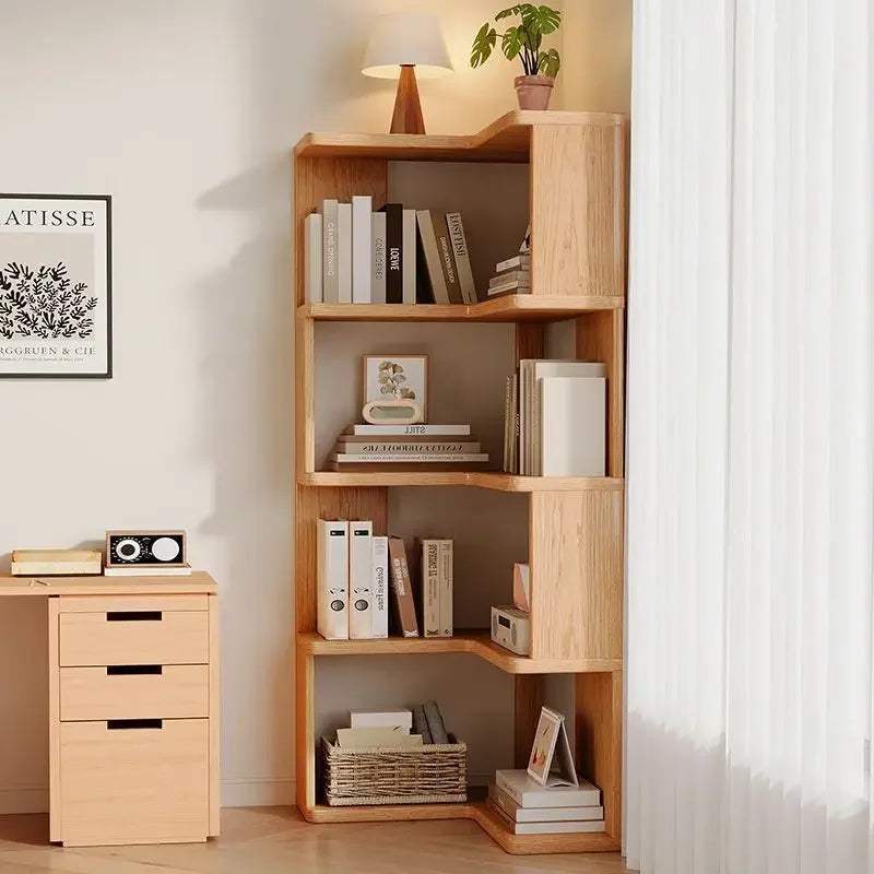 Estantería esquinera de madera maciza Estante de pie Mueble esquinero multicapa Almacenamiento organizador