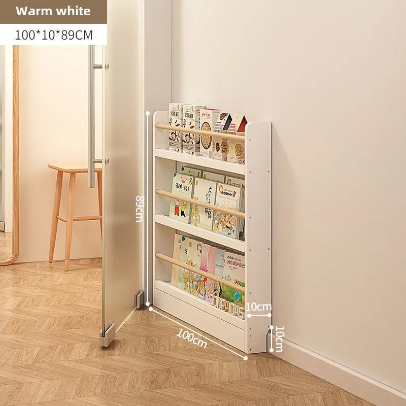 Estantería de madera maciza, estante de almacenamiento de varias capas de pie montado en la pared, estantería para el hogar, estantería delgada detrás de la puerta