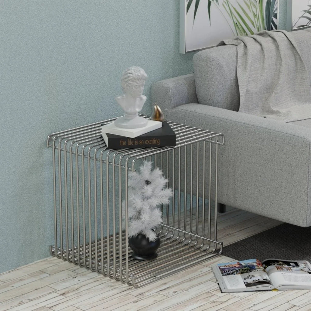 Mesa auxiliar de metal, mesa de esquina creativa de forja, estante de almacenamiento para mesita de noche, mesa de centro pequeña multifuncional