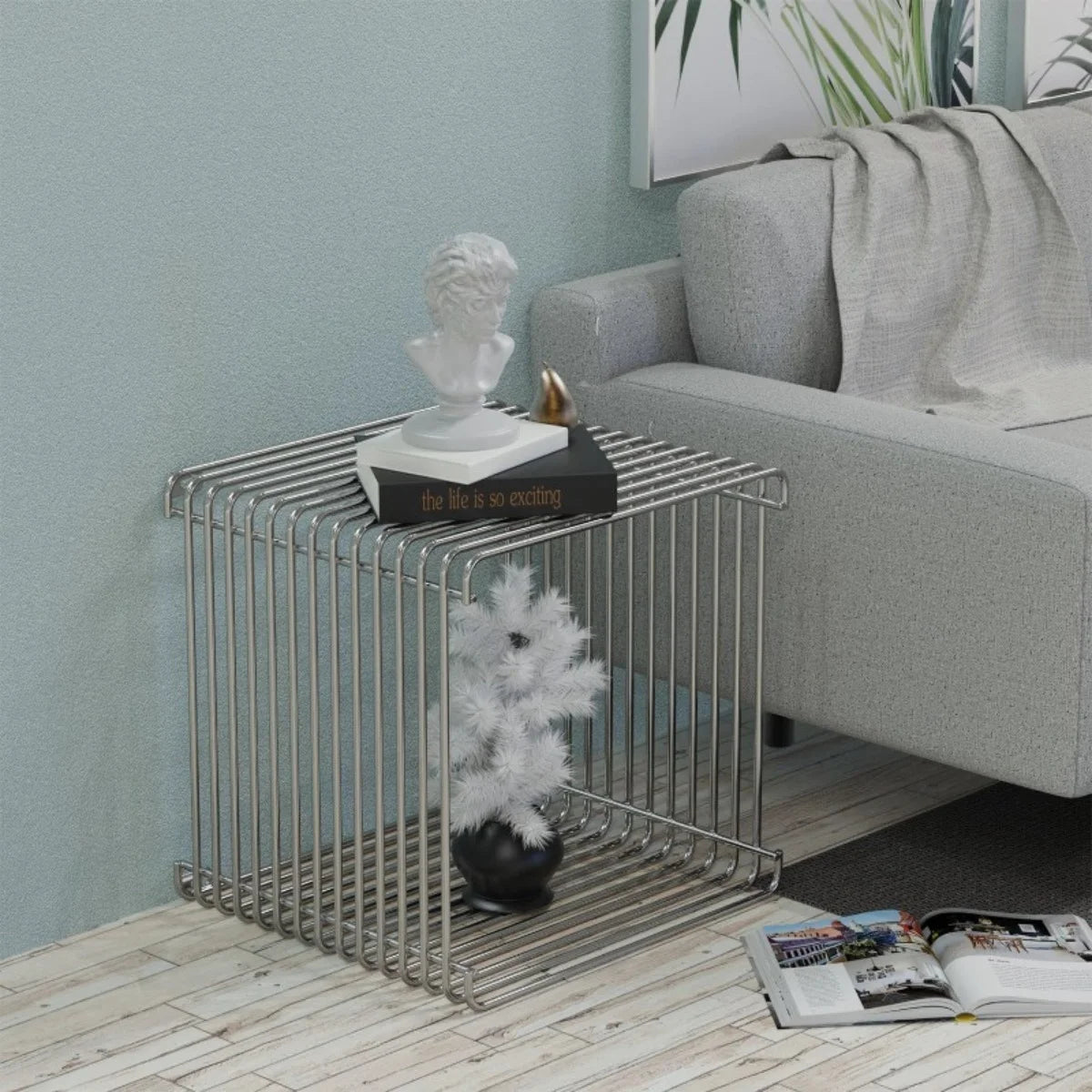Mesa auxiliar de metal, mesa de esquina creativa de forja, estante de almacenamiento para mesita de noche, mesa de centro pequeña multifuncional