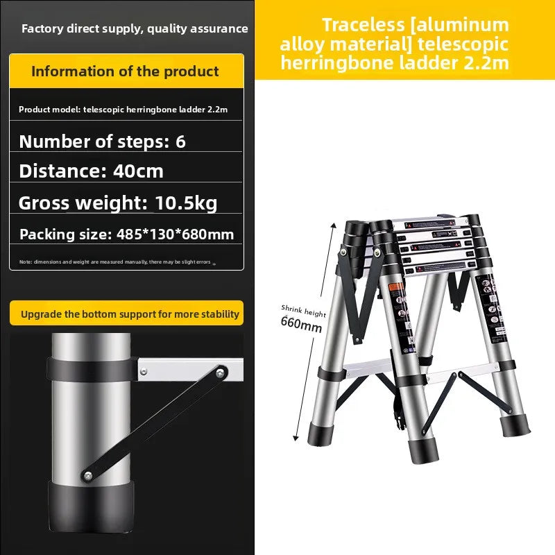 Escalera Plegable Telescópica de Aluminio de 3 Peldaños, Taburete, Hogar, Cocina, Jardín, Portátil, Ligera, Bloqueo de Seguridad, Multiusos para el Hogar