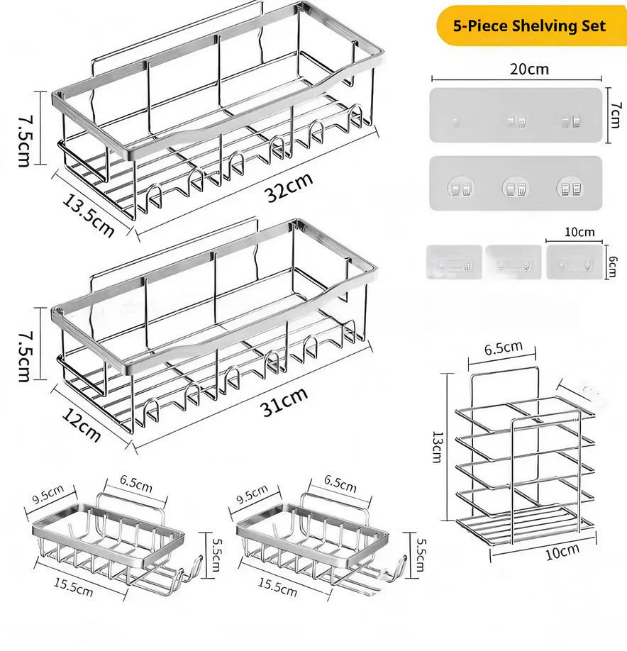 Estante triangular de doble capa de acero inoxidable sin perforaciones para baño, balcón, cocina, almacenamiento en esquina, diseño duradero que ahorra espacio
