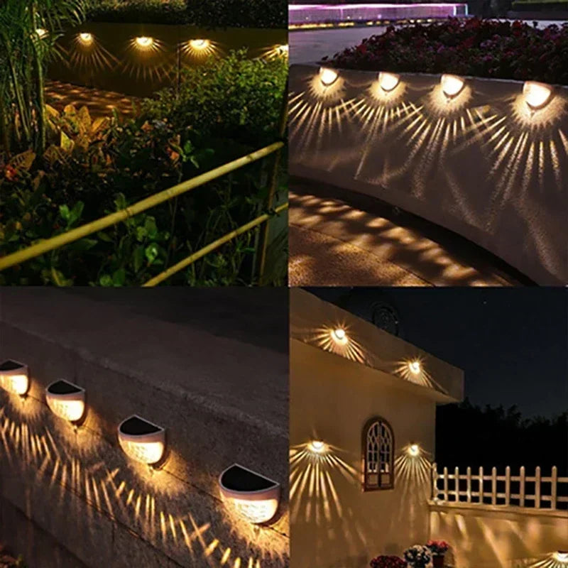 Luz solar de valla, exterior, impermeable, lámparas de pared, luz de energía para jardín, decoración de guirnalda LED para escalones de jardín, patio, escaleras, 1-24 unidades