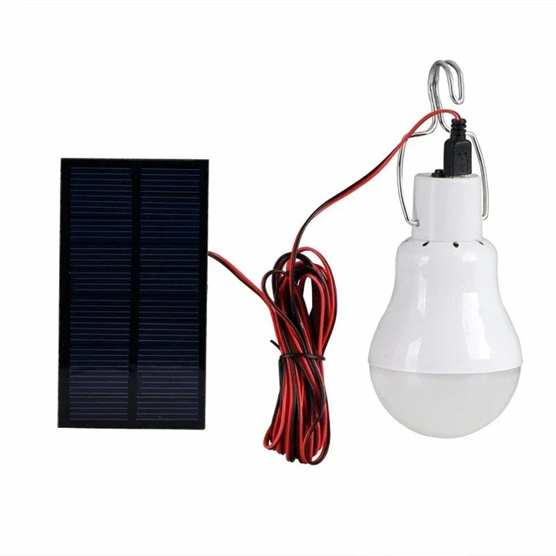 Bombilla LED Solar con Gancho Luz Exterior Impermeable Lámpara Solar de Camping Bombilla de Ahorro de Energía para Jardín Patio Sendero