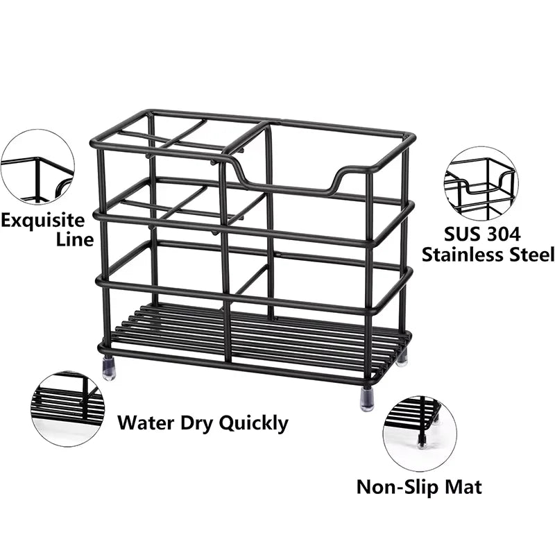 Soporte para cepillos de dientes de baño de acero inoxidable 304, soporte para cepillos de dientes, soporte para pasta de dientes, organizador de accesorios de baño