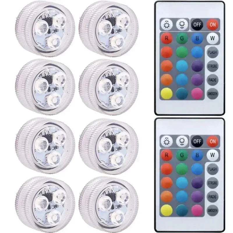 Submersible LED Light with Remote Pool Lights for Party Event Waterproof Tea Lamp for Vase Fishtank Wedding Halloween Christmas