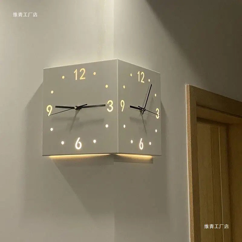 2026Reloj de pared de doble cara, sencillo y creativo, para esquina, reloj de doble cara, sala de estar, reloj de esquina silencioso, universal