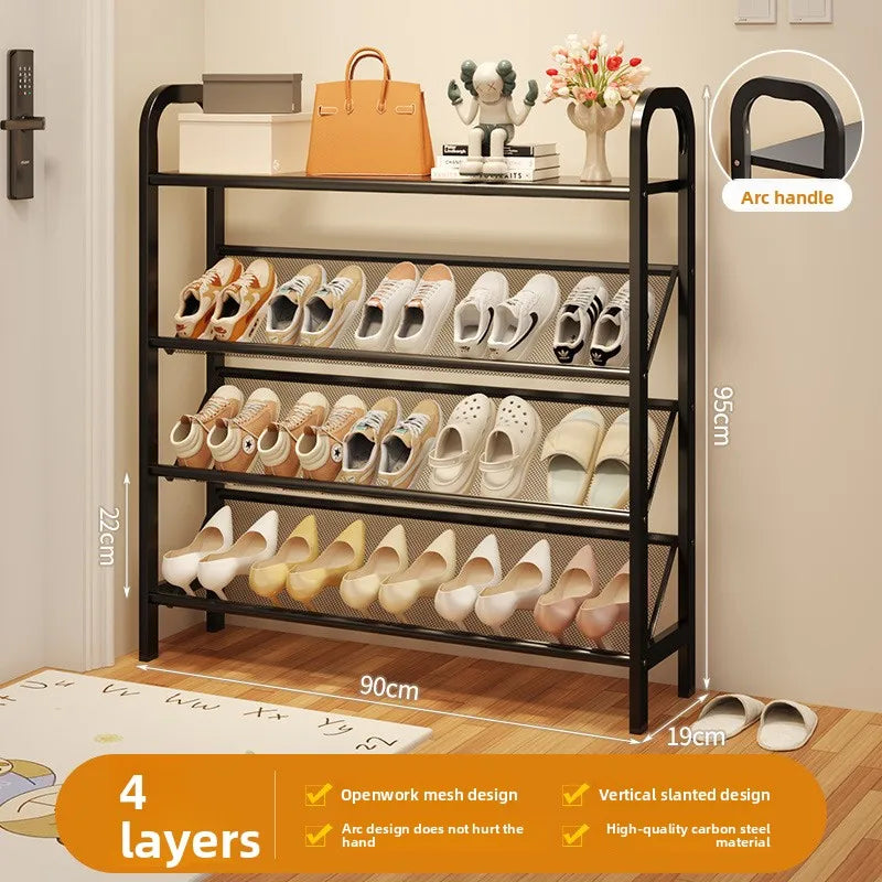 Zapatero de acero para puerta, doméstico, sencillo, ahorro de espacio, metálico, multi-capa, armario estrecho para zapatos