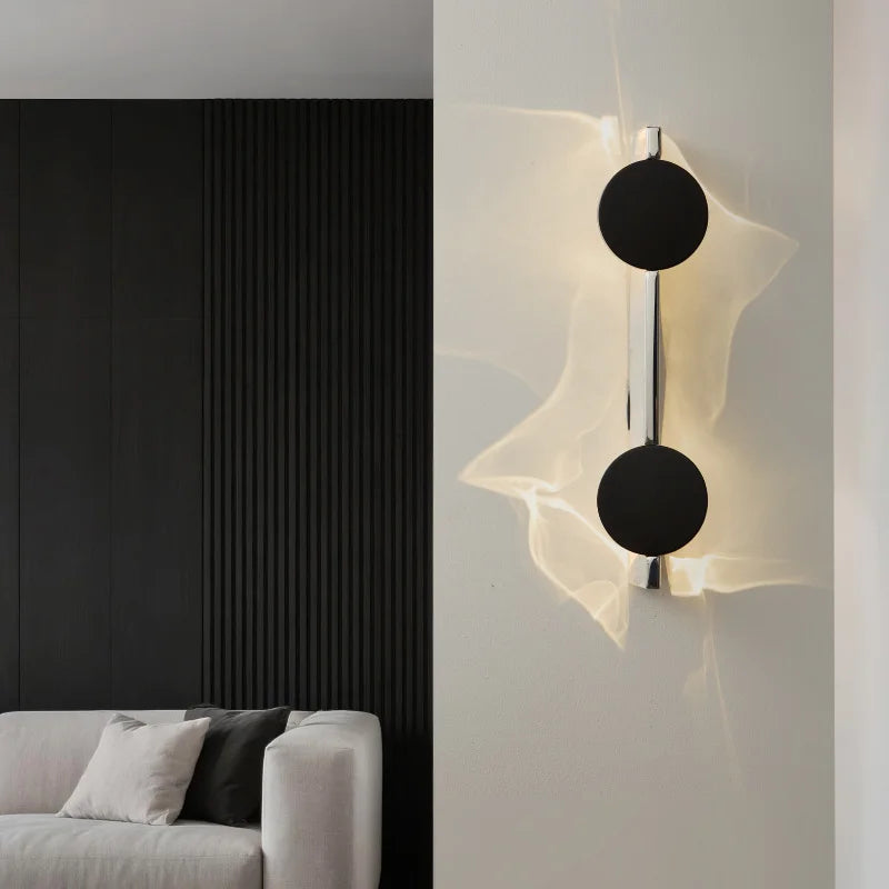 Aplique de pared LED corrugado creativo, giratorio, de arte de sombras de acero inoxidable, para dormitorio, mesita de noche, sala, escaleras, pasillo, luz de ambiente