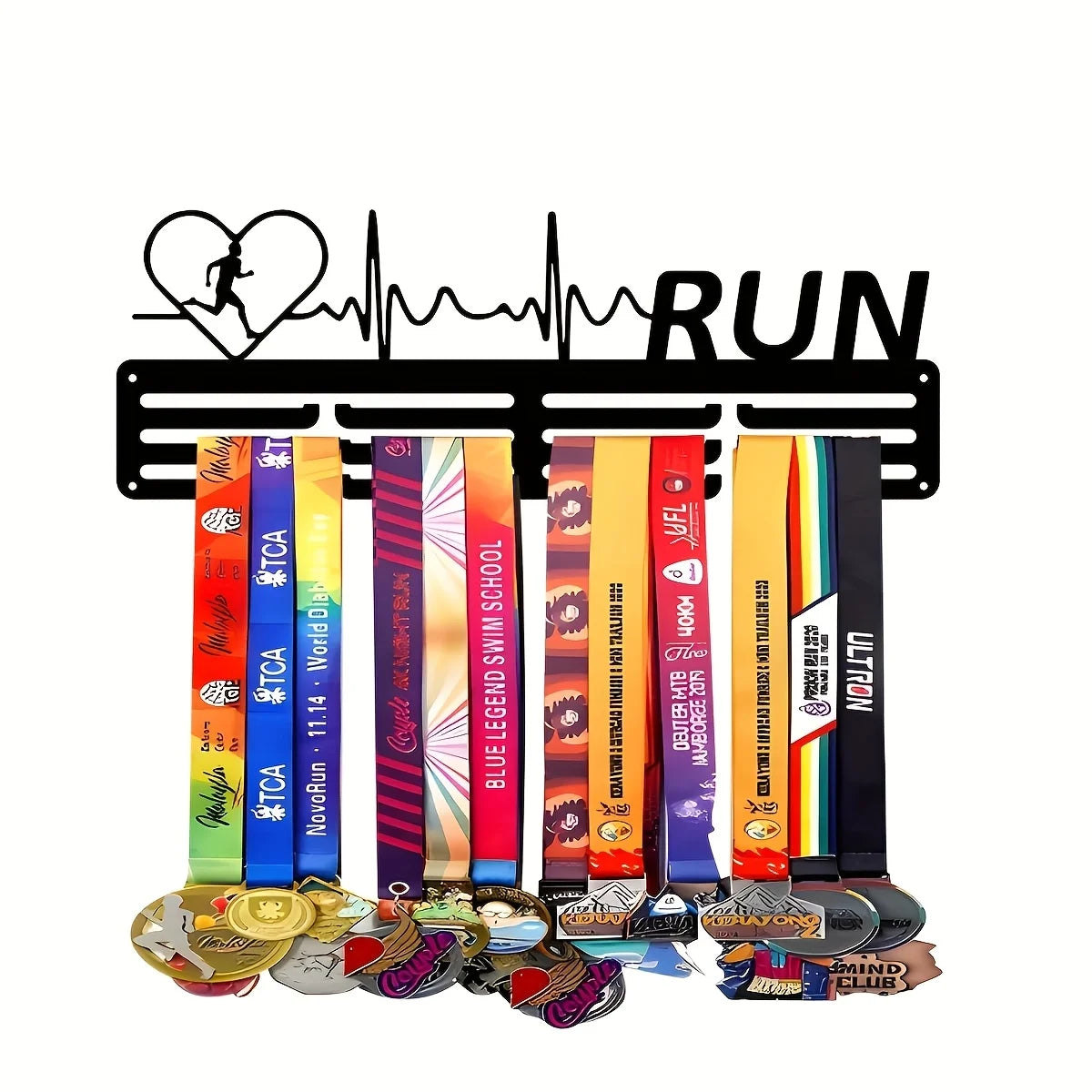 1pc Soporte de Metal Negro para Medallas - Estante de Almacenamiento Colgante Multifuncional para Medallas Deportivas de Running, Decoración para el Hogar y la Oficina