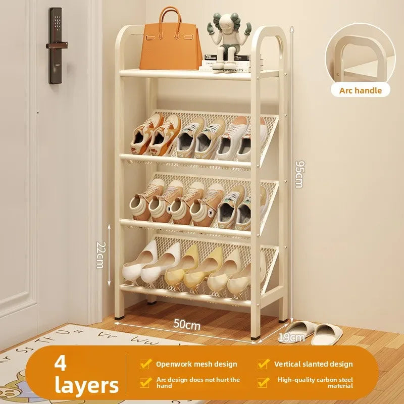 Zapatero de acero para puerta, doméstico, sencillo, ahorro de espacio, metálico, multi-capa, armario estrecho para zapatos
