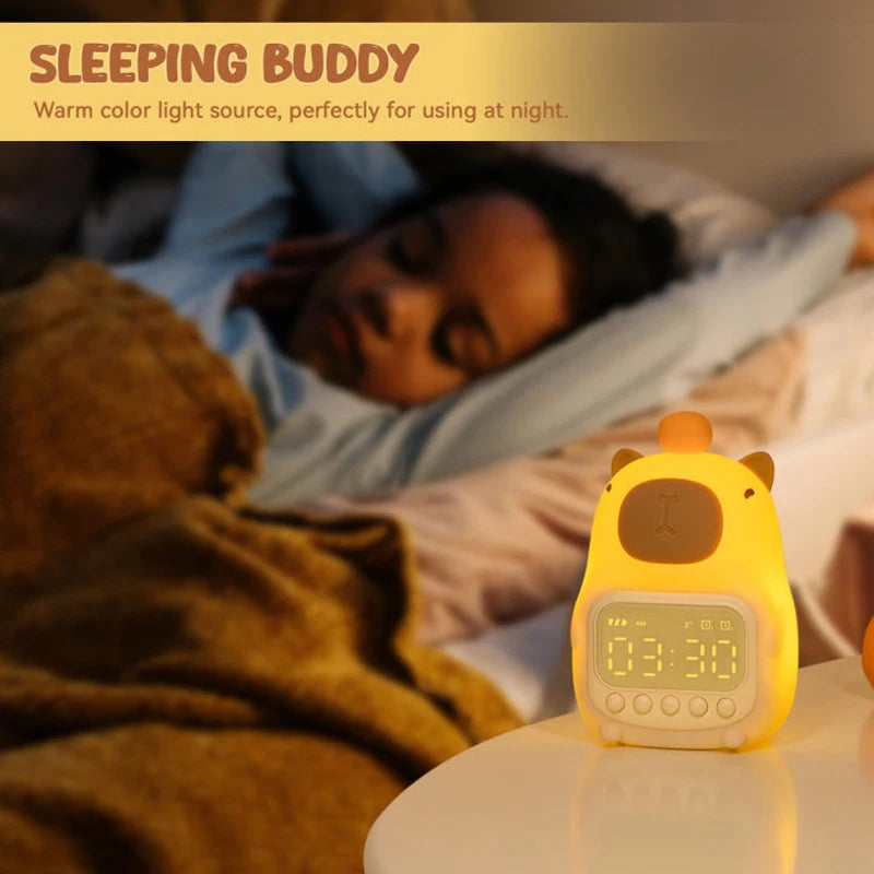 Luz de Noche Capybara Despertador para Niños Lámpara de Noche con Forma Bonita Carga Temporizador Función de Repetición Iluminación Decoración de Escritorio Regalo para Niños