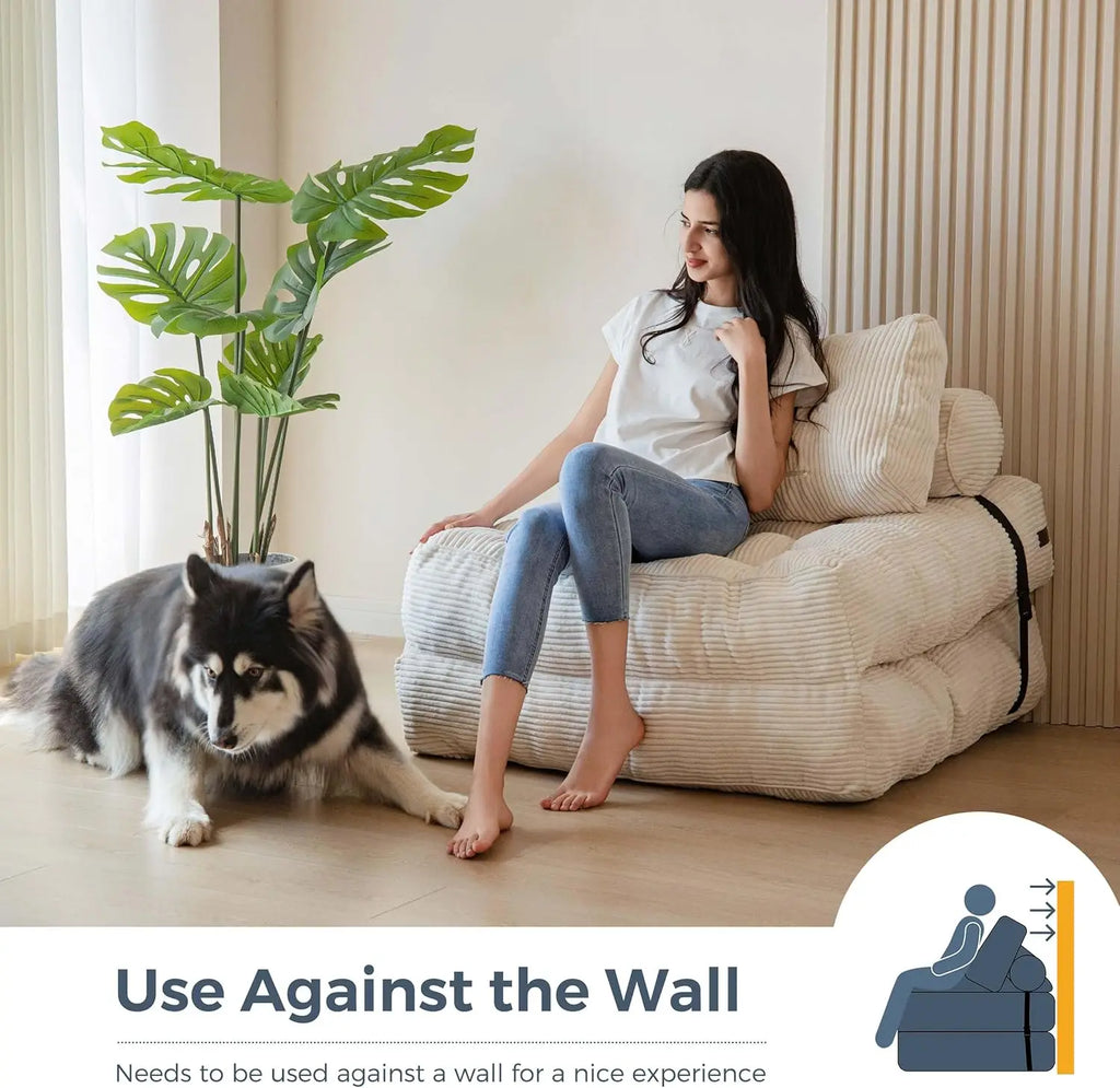 Sofá Modular Esquinero Plegable de Tela Sencillo con Compresión al Vacío, Sofá Cama Nórdico Multifuncional para Salón o Dormitorio Decoración