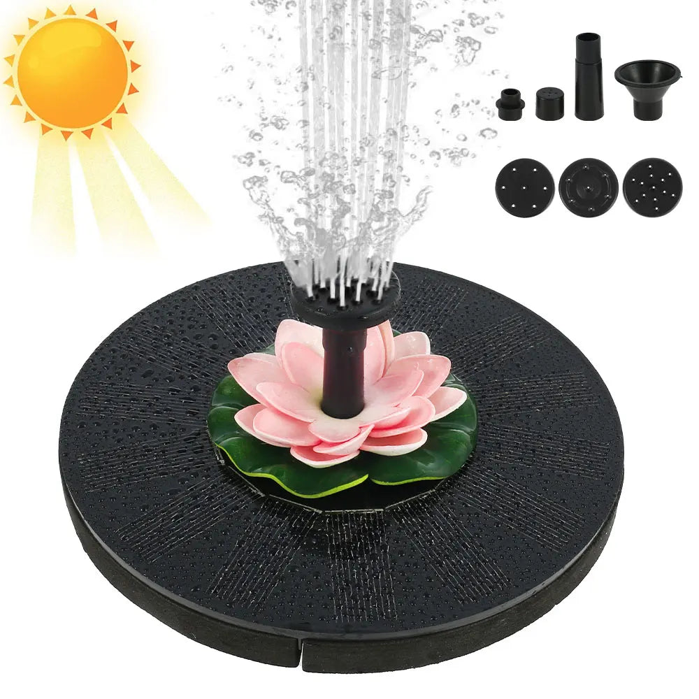 Fuente solar colorida de 1W/2.5W, flotante, para baño de pájaros, jardín, estanque, bomba de fuente de agua solar para decoración de jardín exterior