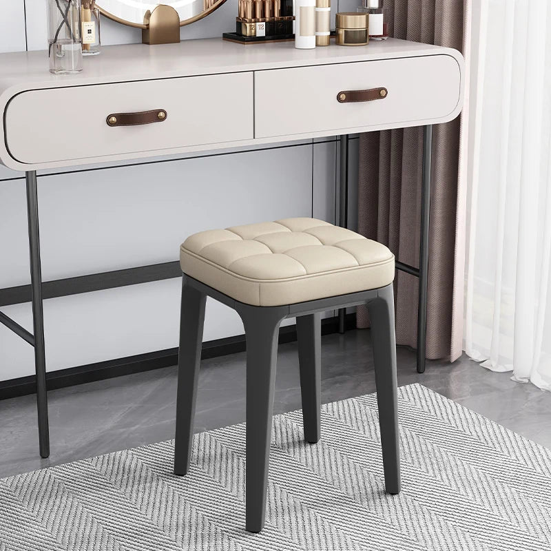 Stacking Stools,PU Leather Square Nesting Four-Legged Stool with Padded Stools Plastic Stackable Stool, Portable Breakfast