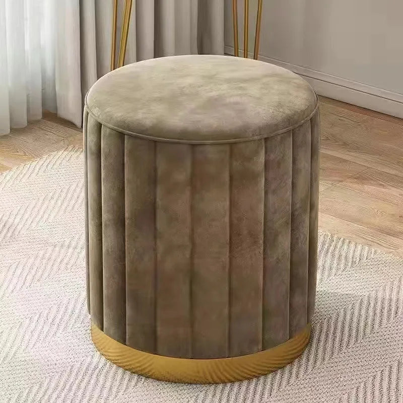 Taburete de almacenamiento de moda, taburete para cambiarse los zapatos, taburete de maquillaje, taburete redondo para tocador de dormitorio, taburete redondo nuevo con espacio de almacenamiento