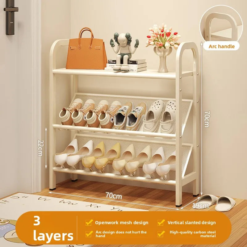 Zapatero de acero para puerta, doméstico, sencillo, ahorro de espacio, metálico, multi-capa, armario estrecho para zapatos