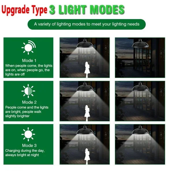 Lámpara colgante de doble cabeza LED solar para exterior, impermeable, con control remoto, para cobertizo interior, granero, tejado