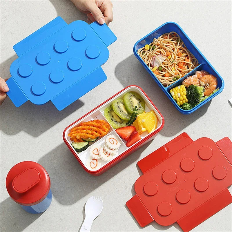 Fiambrera de bloques de construcción creativa PP de grado alimenticio, caja Bento para ensalada de frutas, pícnic, estudiantes, escuela, oficina, horno microondas