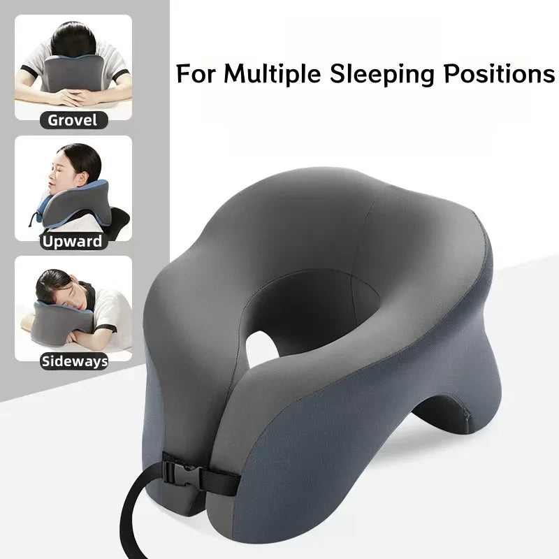 Almohada de viaje portátil en forma de U de espuma viscoelástica, almohadas para dormir, almohada para siesta de oficina, cojín cervical para coche o avión, soporte ergonómico para la cabeza