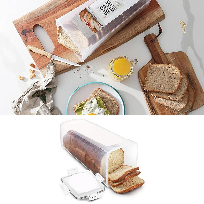 Panera Contenedor Hermético Transparente Con Tapa Caja Para Pan De Sándwich Para Pan Casero Panera Alta Para Cocina