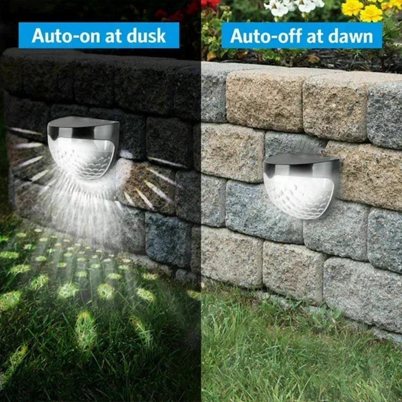 Luz solar de valla, exterior, impermeable, lámparas de pared, luz de energía para jardín, decoración de guirnalda LED para escalones de jardín, patio, escaleras, 1-24 unidades