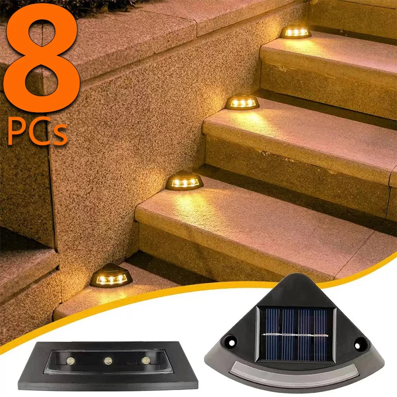 Luces Solares para Escalones Exteriores, Luz de Escalera Impermeable IP65, para Jardín, Porche, Puerta Principal, Patio, Terraza