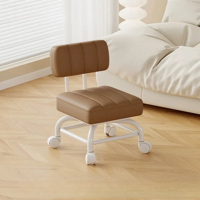 Taburete Pequeño Respaldo Rueda Universal Taburete Blando Sofá Infantil Mesa de Centro Silla Pequeña Polea Taburete Bajo Taburete Portátil