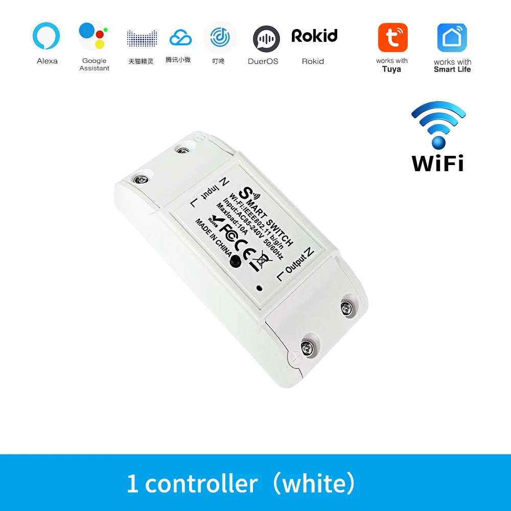 Módulo de relé de automatización inteligente para el hogar con interruptor WIFI Tuya Alexa Interruptor de temporización Control remoto inalámbrico de la aplicación Smartlife