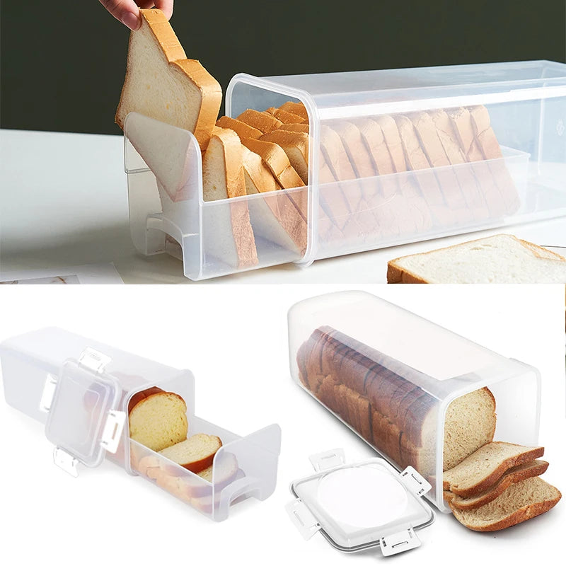 Panera Contenedor Hermético Transparente Con Tapa Caja Para Pan De Sándwich Para Pan Casero Panera Alta Para Cocina